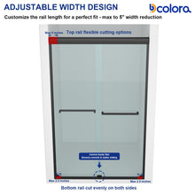 Dcolora DC-SD263665 matte black double sliding shower door — adjustable rail detail