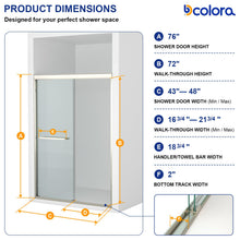 Dcolora DC-SD263668 brushed nickel double sliding shower door — opening dimensions