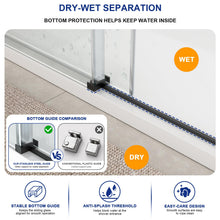 Dcolora DC-SD263881 matte black frameless sliding shower door — bottom guide and splash threshold