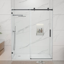 Dcolora DC-SD263884 matte black frameless sliding shower door — product view