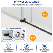 Dcolora DC-SD263887 matte black frameless sliding bathtub door — bottom guide and splash threshold