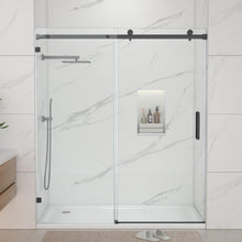 Dcolora DC-SD263889 matte black frameless sliding shower door — product view