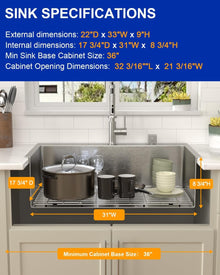 Dcolora 33x22x9 Inch Stainless Steel Drop-In / Topmount Kitchen Sink | DC-T7751 — image 4