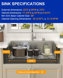 Dcolora 36"x22" Stainless Steel Drop-In / Topmount Kitchen Sink | DC-T7761 — image 5
