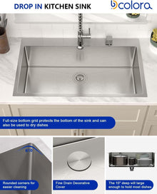Dcolora 36"x22" Stainless Steel Drop-In / Topmount Kitchen Sink | DC-T7761 — image 6